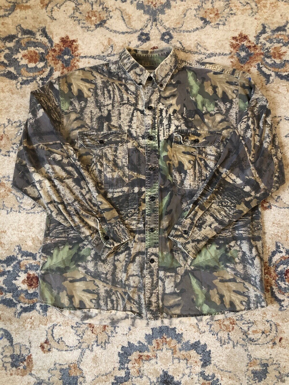 Vintage Jerzees Outdoors Mossy Oak Camo Long Sleeve Button Down Shirt Men’s XL